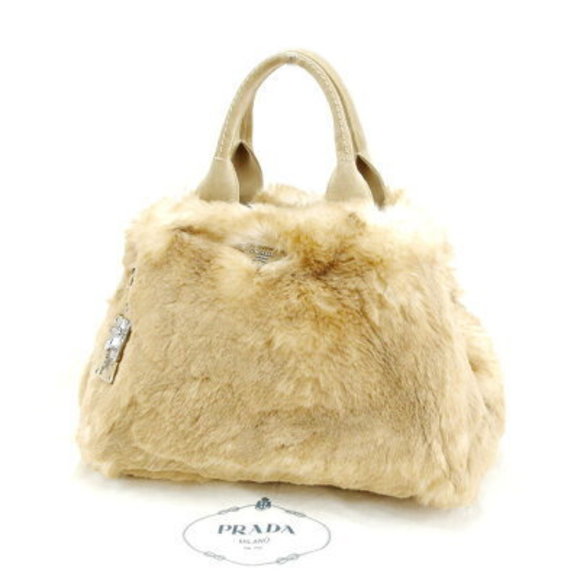 Prada Canapa Tote Bag Lapin Suede Beige handbag - Picture 1 of 6